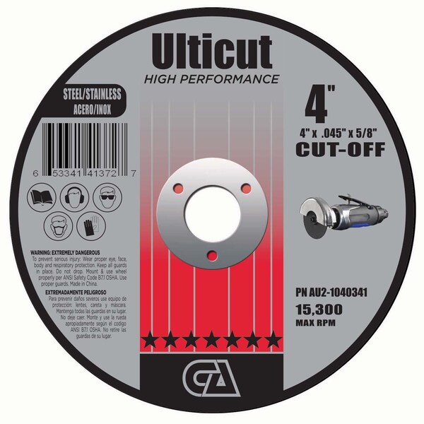 Continental Abrasives 4" x .045" x 5/8" Ulticut Preimium T1 Cut-Off Wheel AU2-10400341 - main